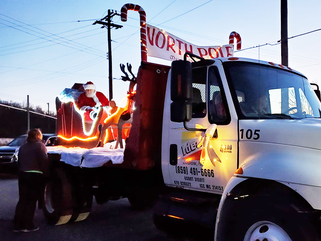 Santa on Our Flat Bed Truck